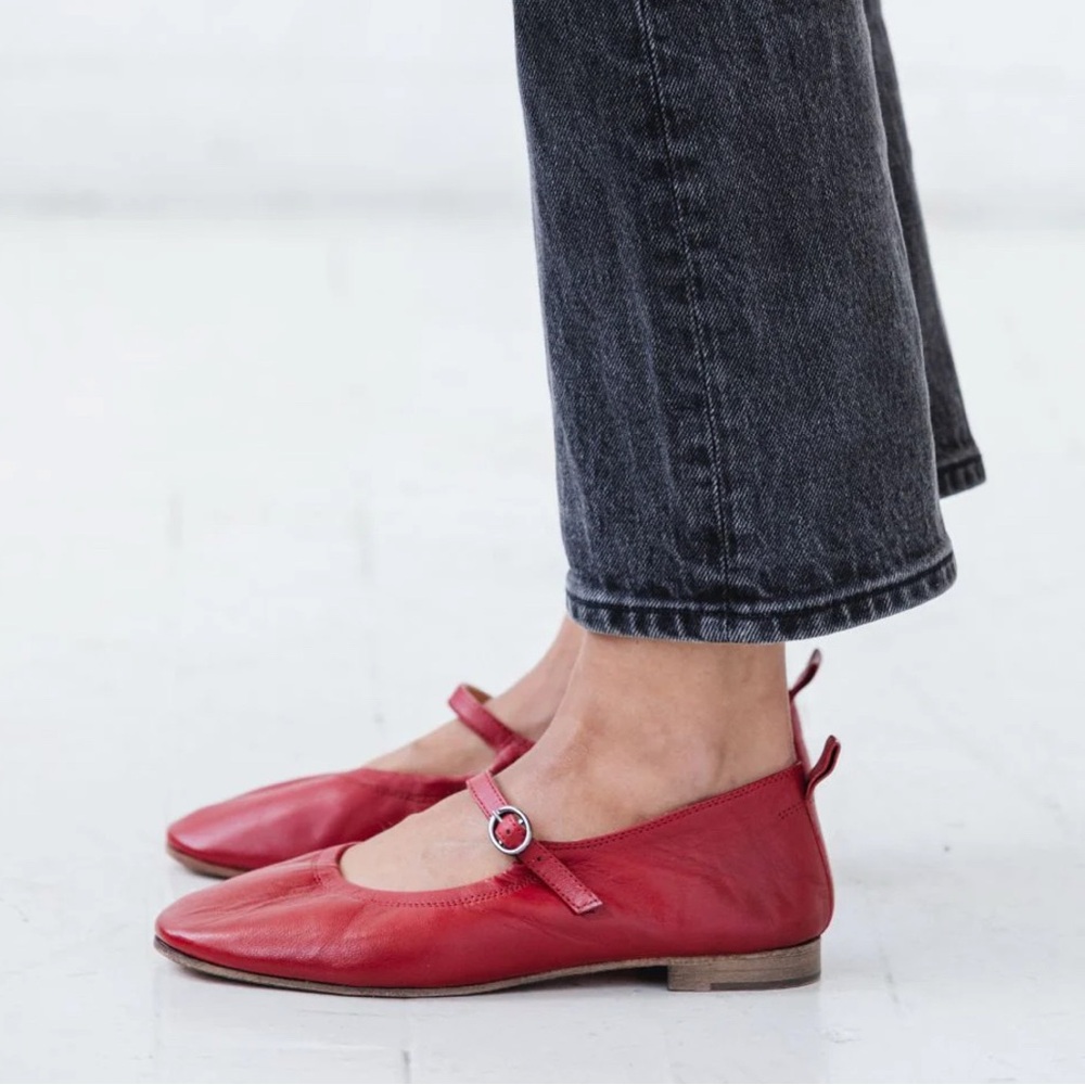 Either/Or Red Mary Janes Flats, size 38